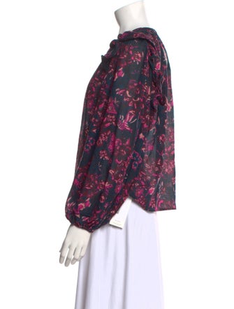 Ulla Johnson Floral Print Crew Neck Blouse