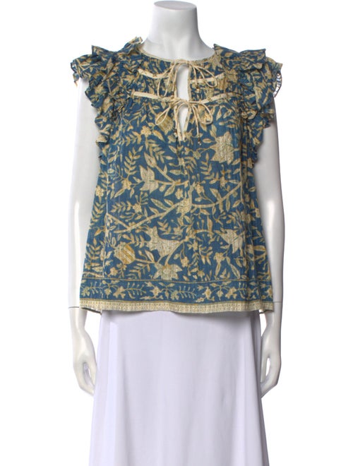 Ulla Johnson Printed Bateau Neckline Blouse