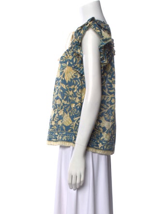 Ulla Johnson Printed Bateau Neckline Blouse