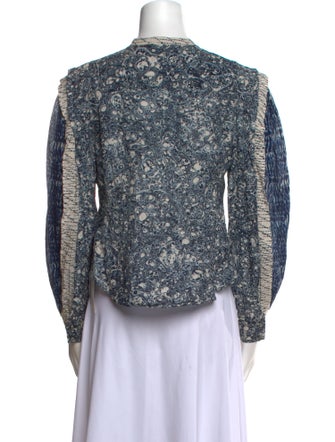 Ulla Johnson Printed Mock Neck Button-Up Top