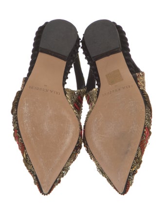 Ulla Johnson Printed Beaded Accents Slingback Flats