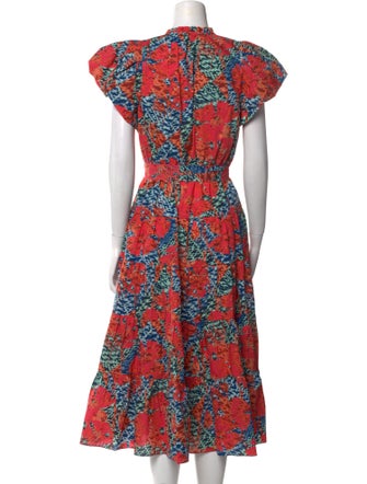 Ulla Johnson Floral Print Midi Length Dress