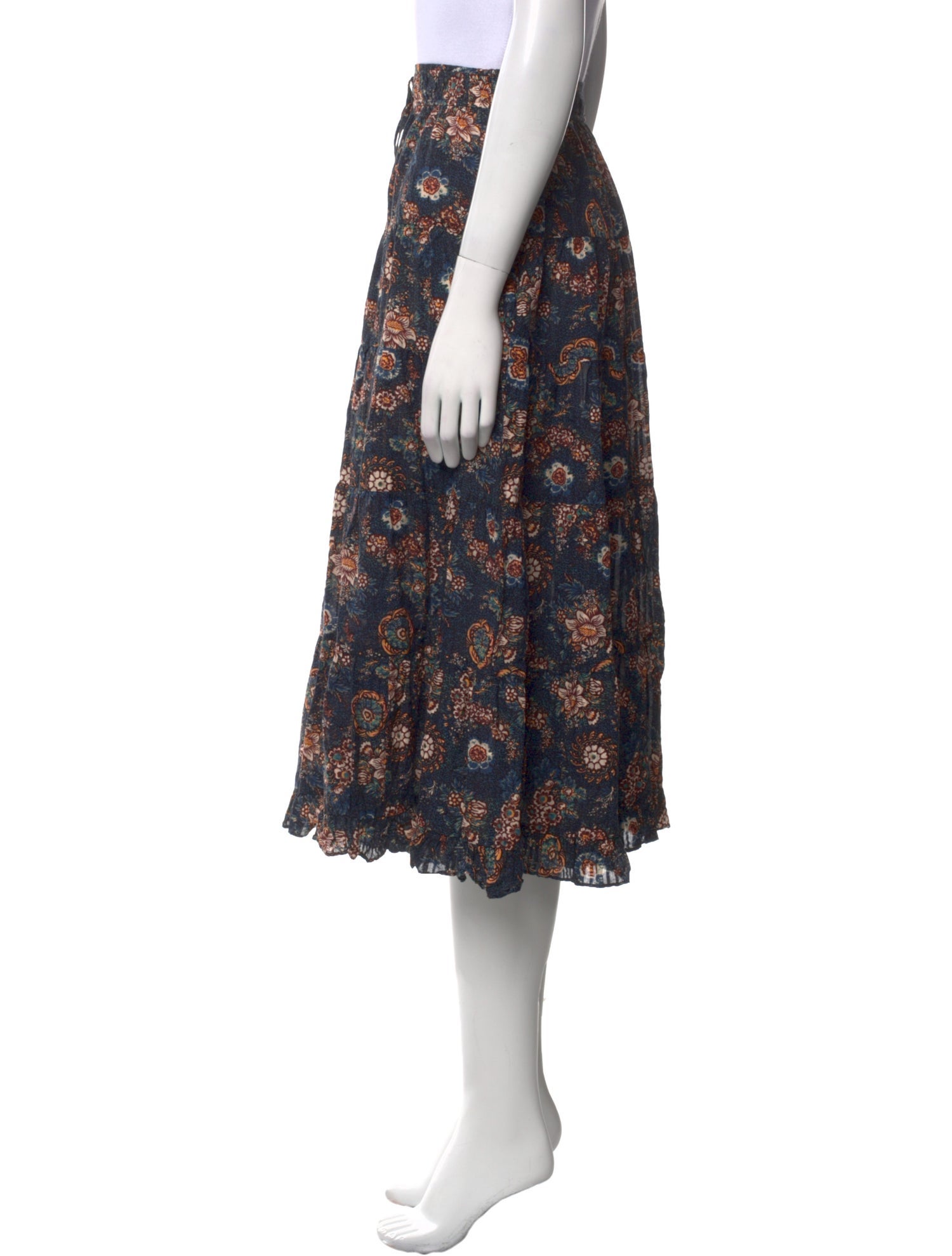 Ulla Johnson Floral Print Midi Length Skirt