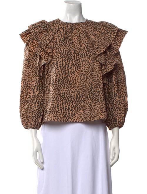 Ulla Johnson Animal Print Crew Neck Blouse