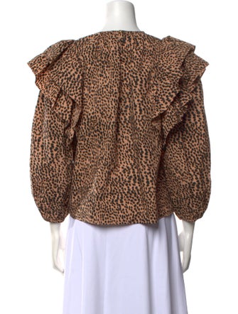 Ulla Johnson Animal Print Crew Neck Blouse