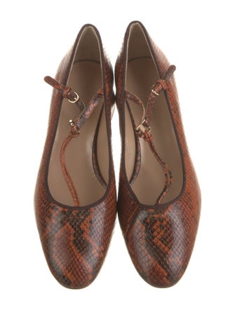 Ulla Johnson Leather Animal Print T-Strap Pumps