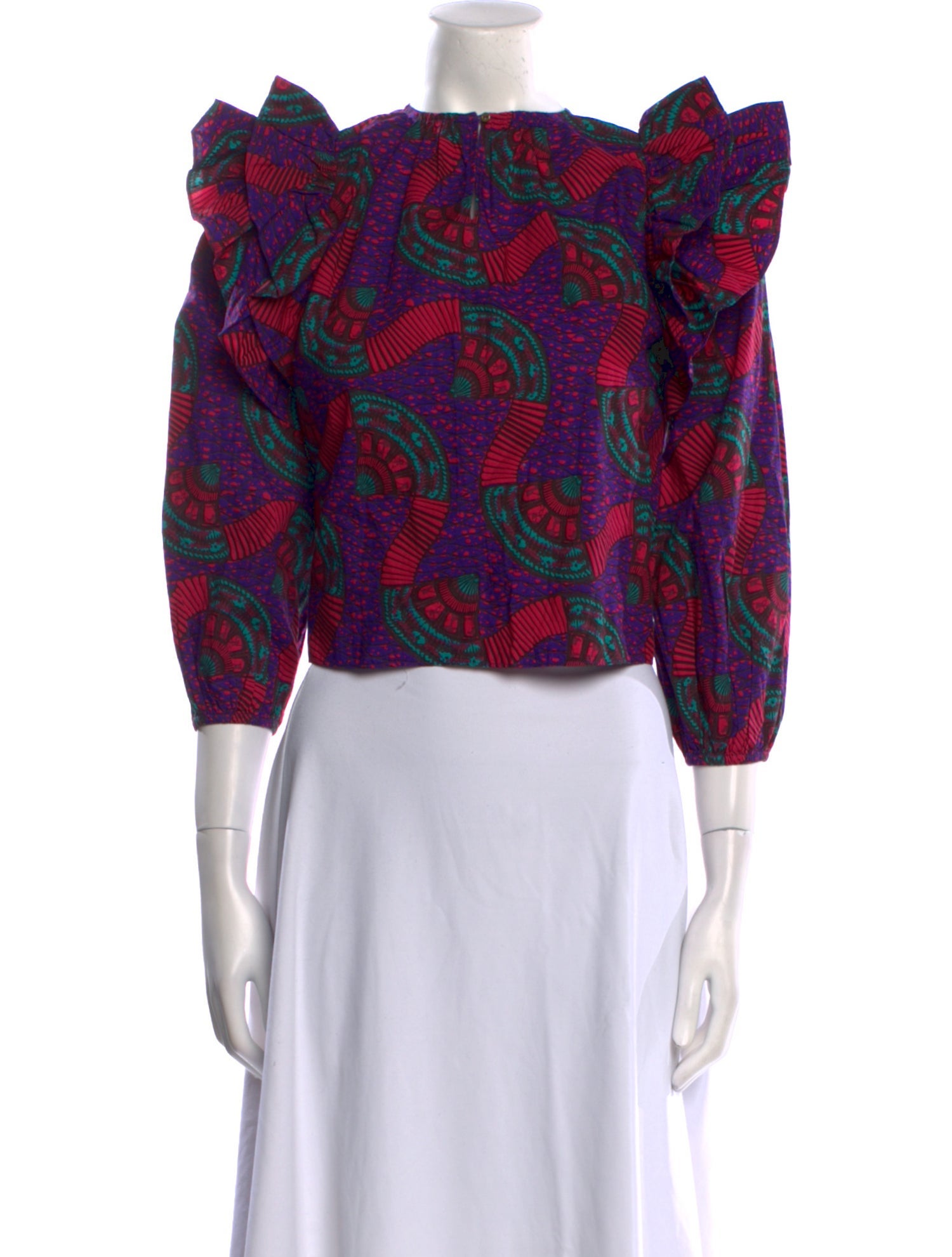 Ulla Johnson Printed Square Neckline Crop Top