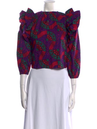 Ulla Johnson Printed Square Neckline Crop Top