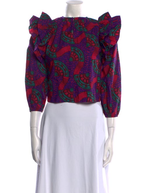 Ulla Johnson Printed Square Neckline Crop Top