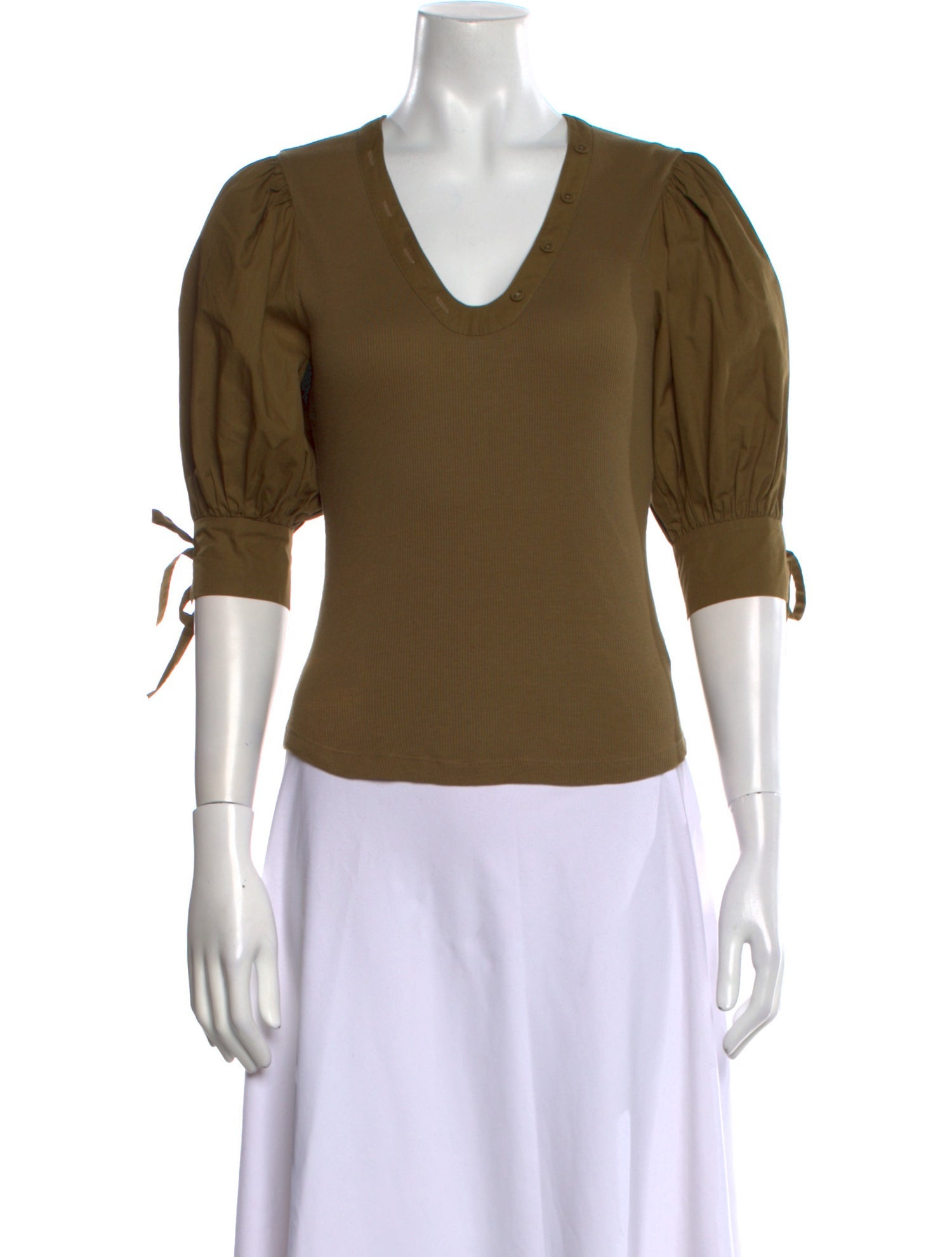 Ulla Johnson V-Neck Three-Quarter Sleeve Top