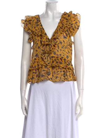 Ulla Johnson Silk Floral Print Crop Top