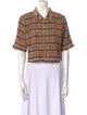 Ulla Johnson Plaid Print Short Sleeve Crop Top