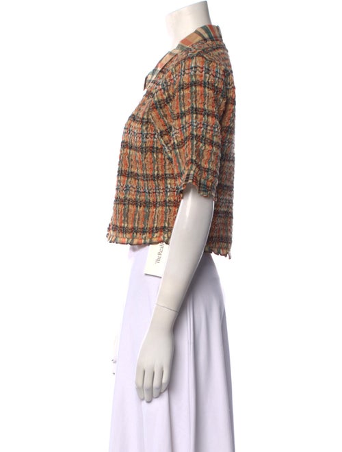 Ulla Johnson Plaid Print Short Sleeve Crop Top