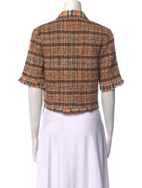 Ulla Johnson Plaid Print Short Sleeve Crop Top