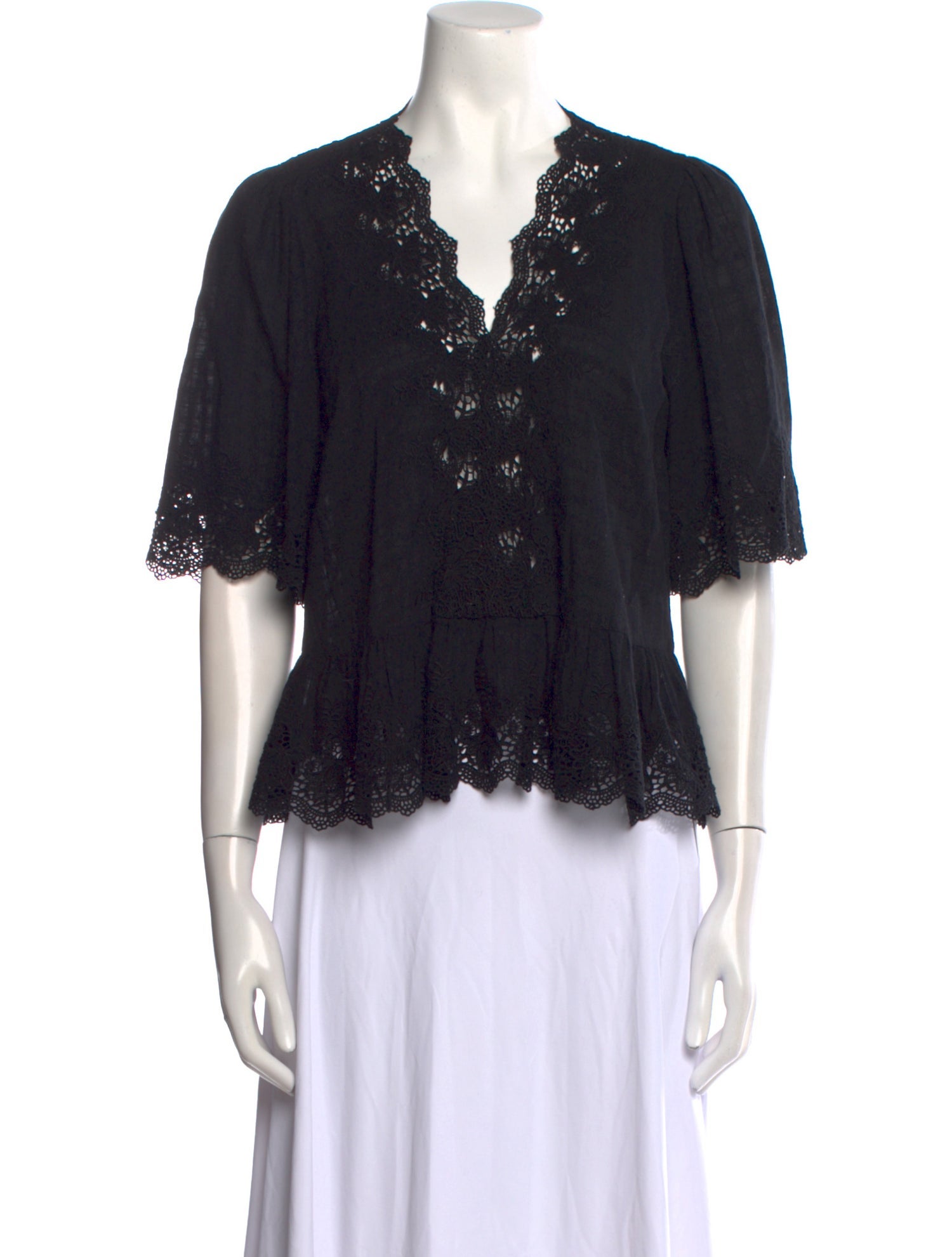 Ulla Johnson V-Neck Three-Quarter Sleeve Top