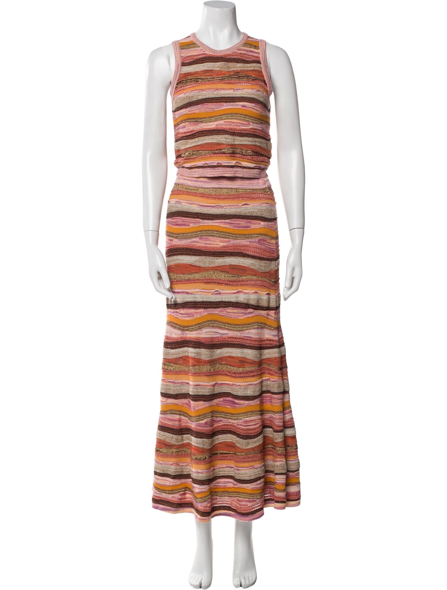 Ulla Johnson Striped Mesh Accents Skirt Set