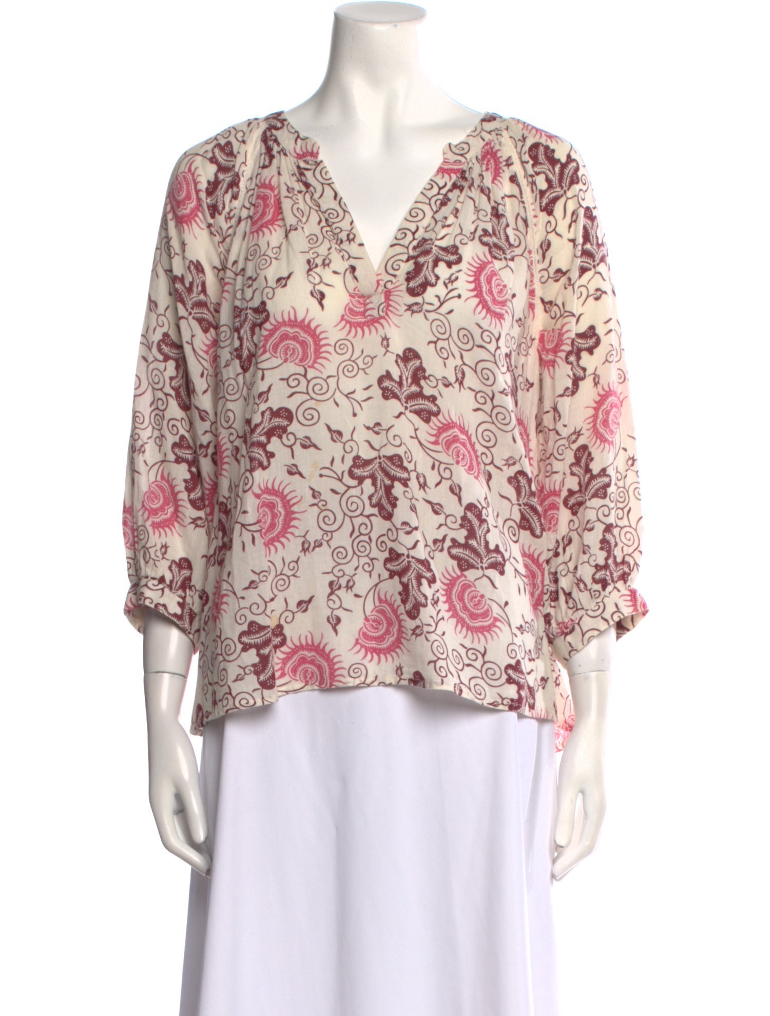 Ulla Johnson Floral Print V-Neck Blouse