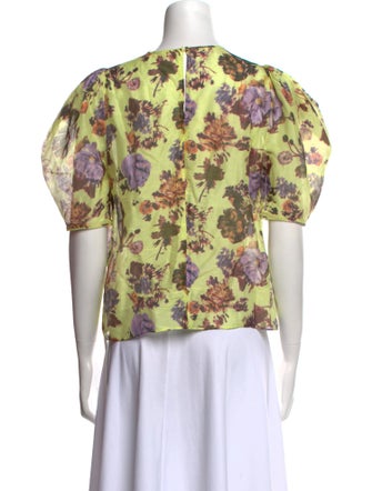 Ulla Johnson Floral Print Crew Neck Blouse
