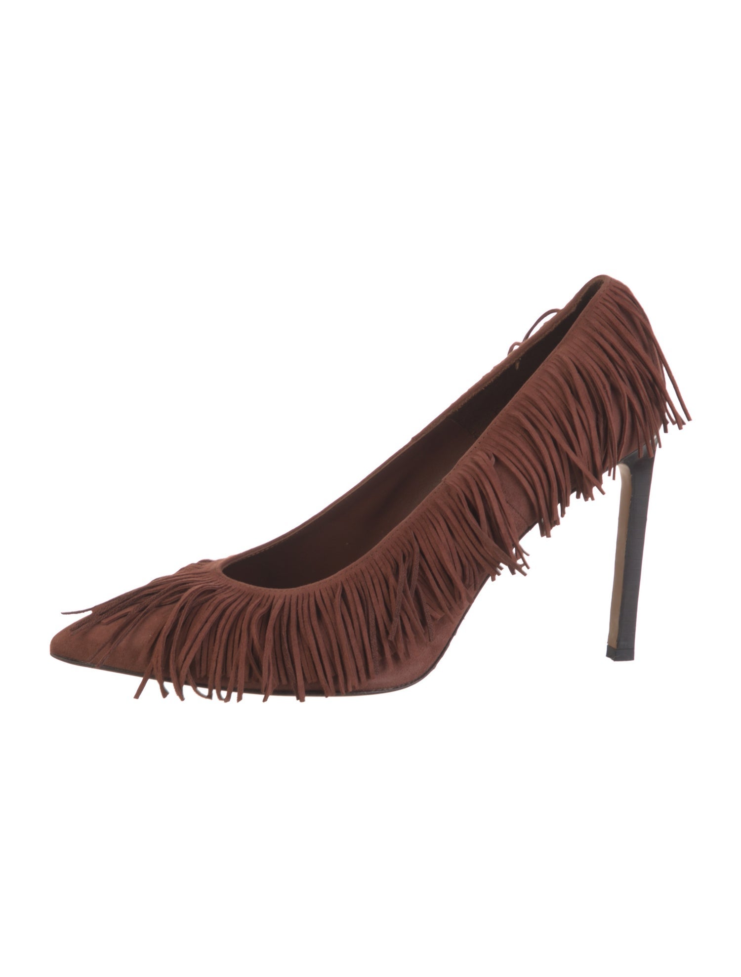 Ulla Johnson Suede Fringe Trim Accent Pumps