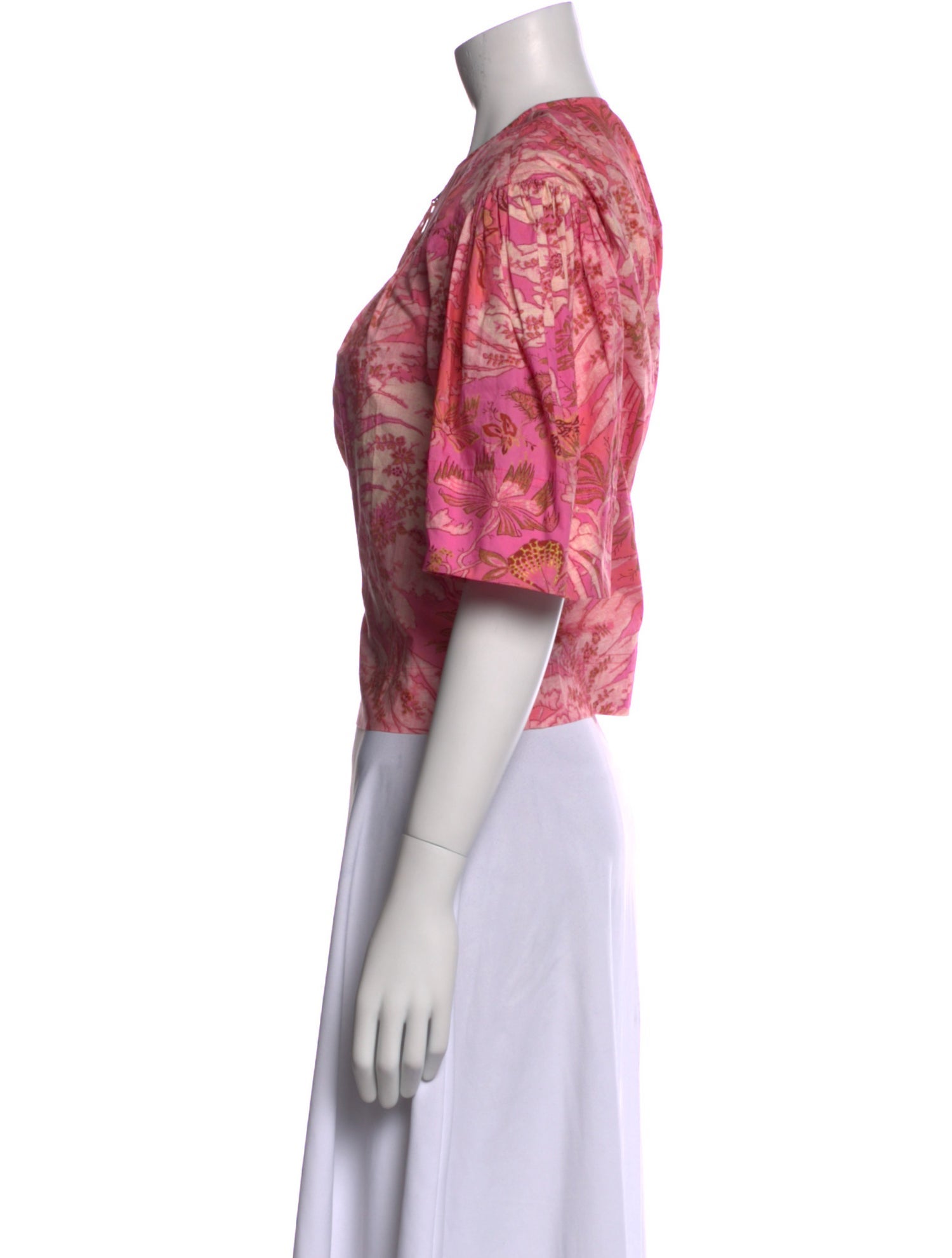 Ulla Johnson Printed Crew Neck Crop Top