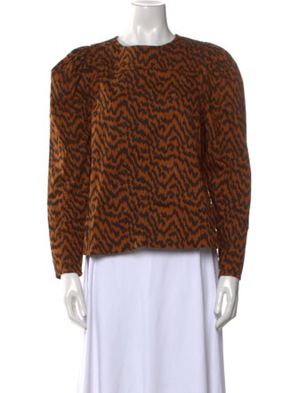 Ulla Johnson Animal Print Crew Neck Blouse