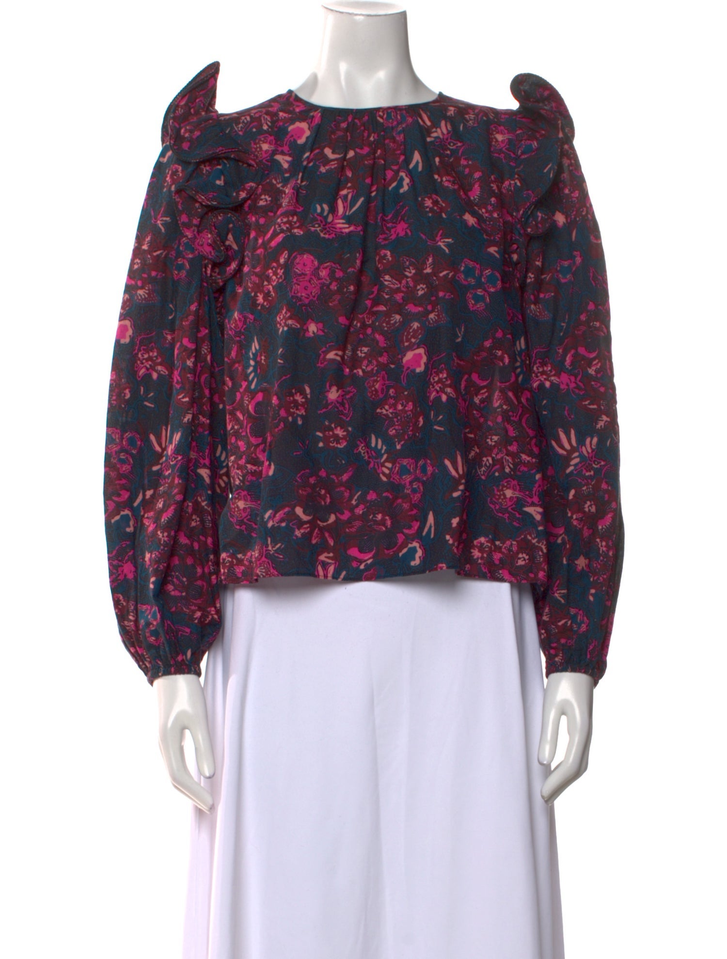 Ulla Johnson Floral Print Crew Neck Blouse