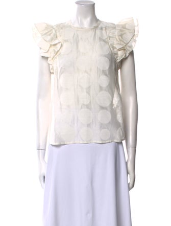 Ulla Johnson Lace Pattern Crew Neck Blouse