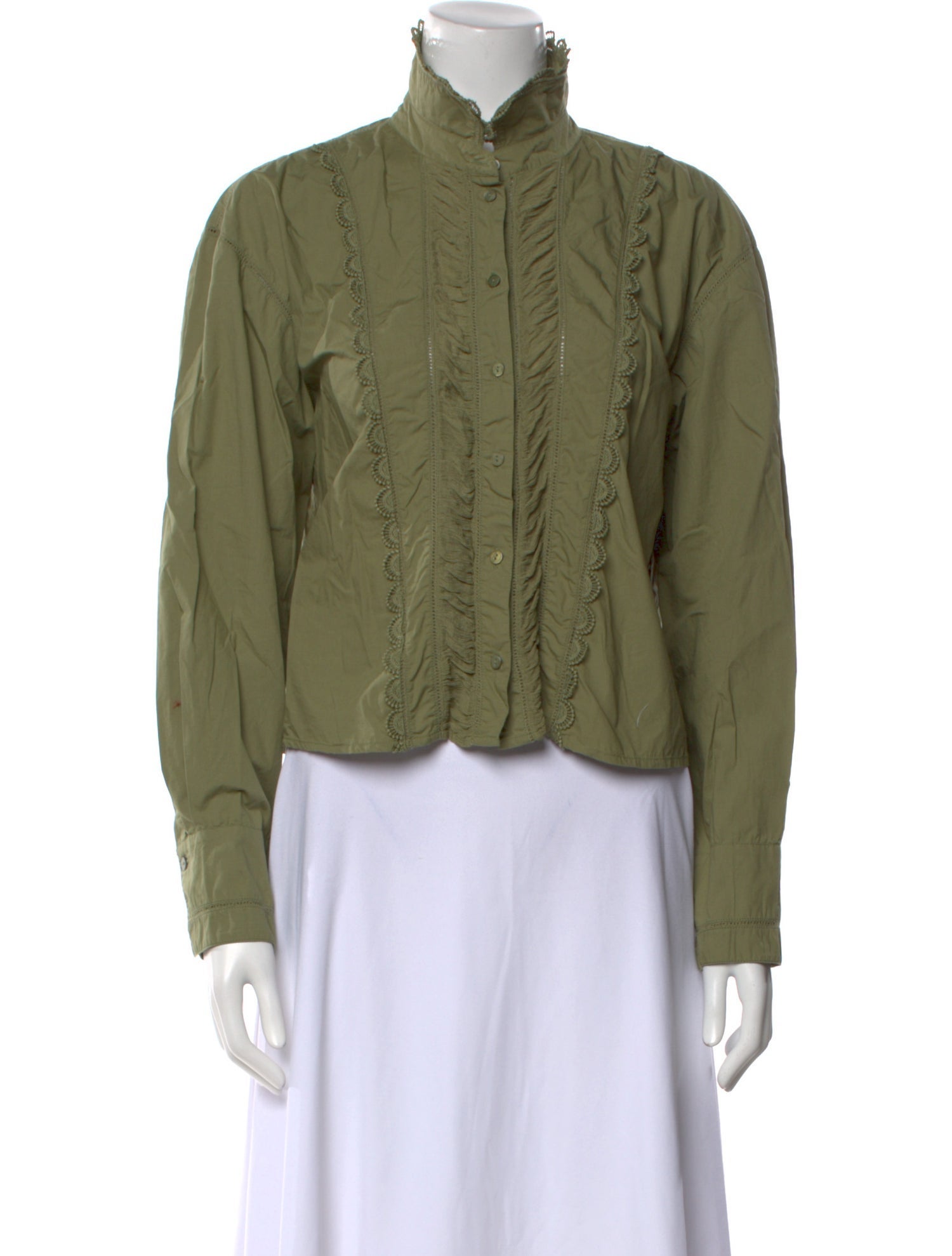 Ulla Johnson Mock Neck Long Sleeve Button-Up Top