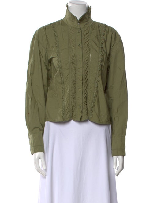 Ulla Johnson Mock Neck Long Sleeve Button-Up Top