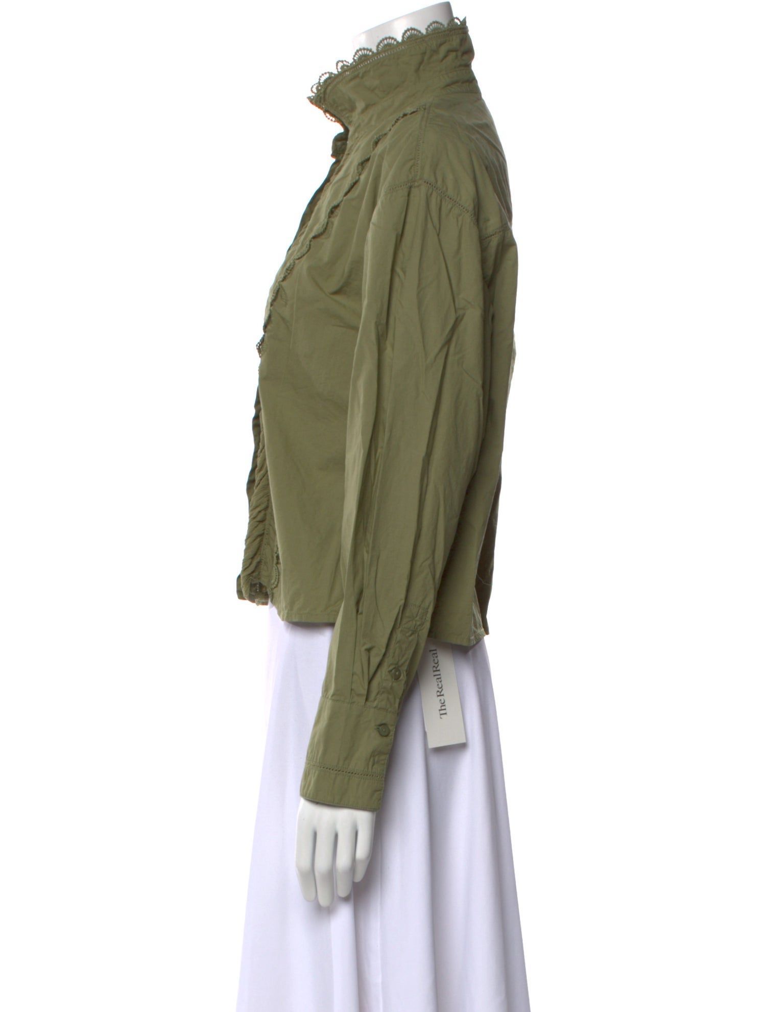 Ulla Johnson Mock Neck Long Sleeve Button-Up Top