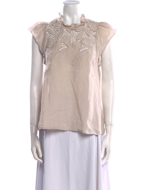 Ulla Johnson Linen Mock Neck Blouse