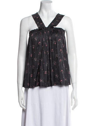 Ulla Johnson Floral Print Square Neckline Blouse