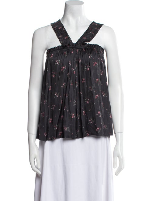 Ulla Johnson Floral Print Square Neckline Blouse