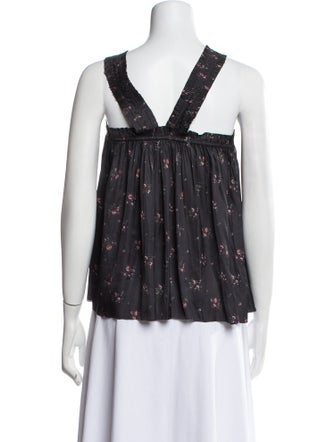 Ulla Johnson Floral Print Square Neckline Blouse