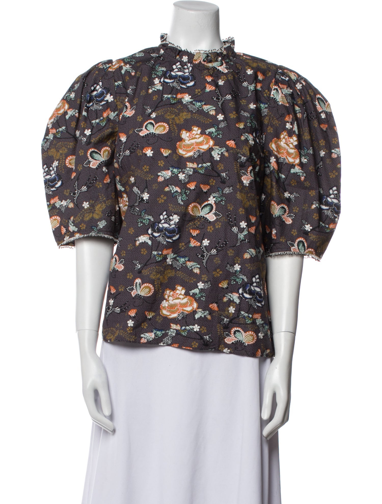 Ulla Johnson Floral Print Mock Neck Blouse