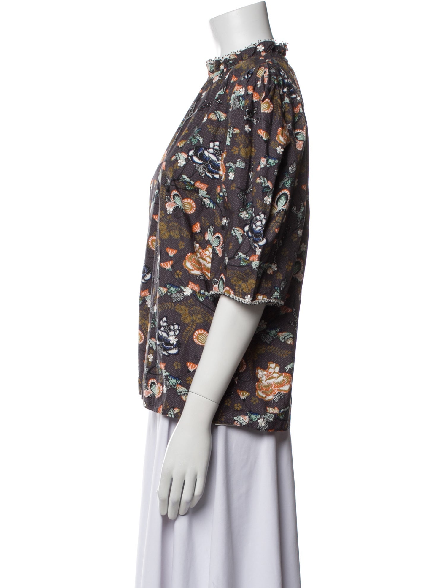 Ulla Johnson Floral Print Mock Neck Blouse