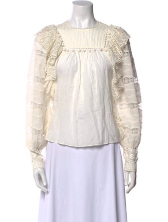 Ulla Johnson Crew Neck Long Sleeve Blouse