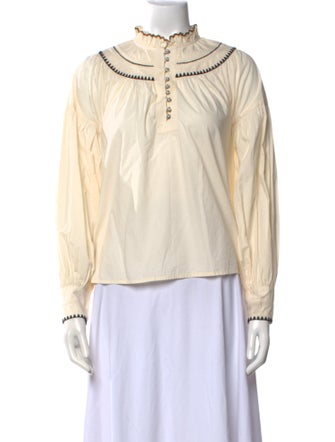 Ulla Johnson Mock Neck Long Sleeve Blouse