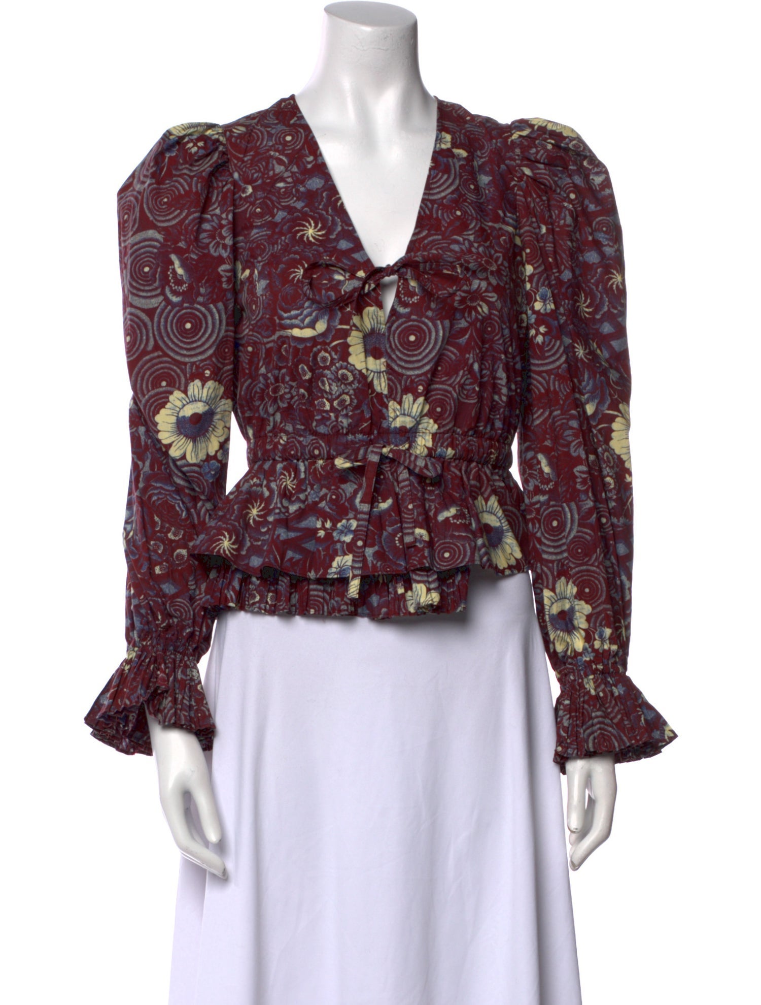 Ulla Johnson Floral Print V-Neck Top