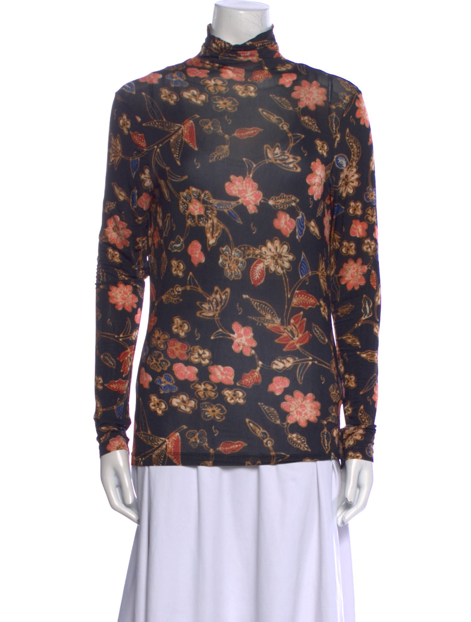 Ulla Johnson Floral Print Mock Neck Blouse