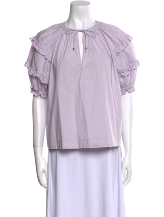 Ulla Johnson Tie Neck Short Sleeve Blouse