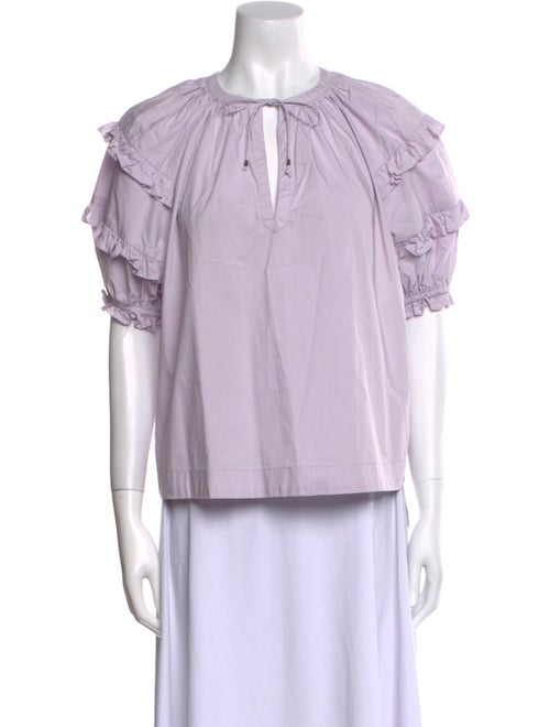 Ulla Johnson Tie Neck Short Sleeve Blouse