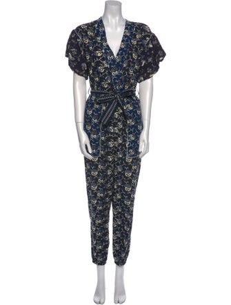 Ulla Johnson Printed V-Neck Jumpsuit