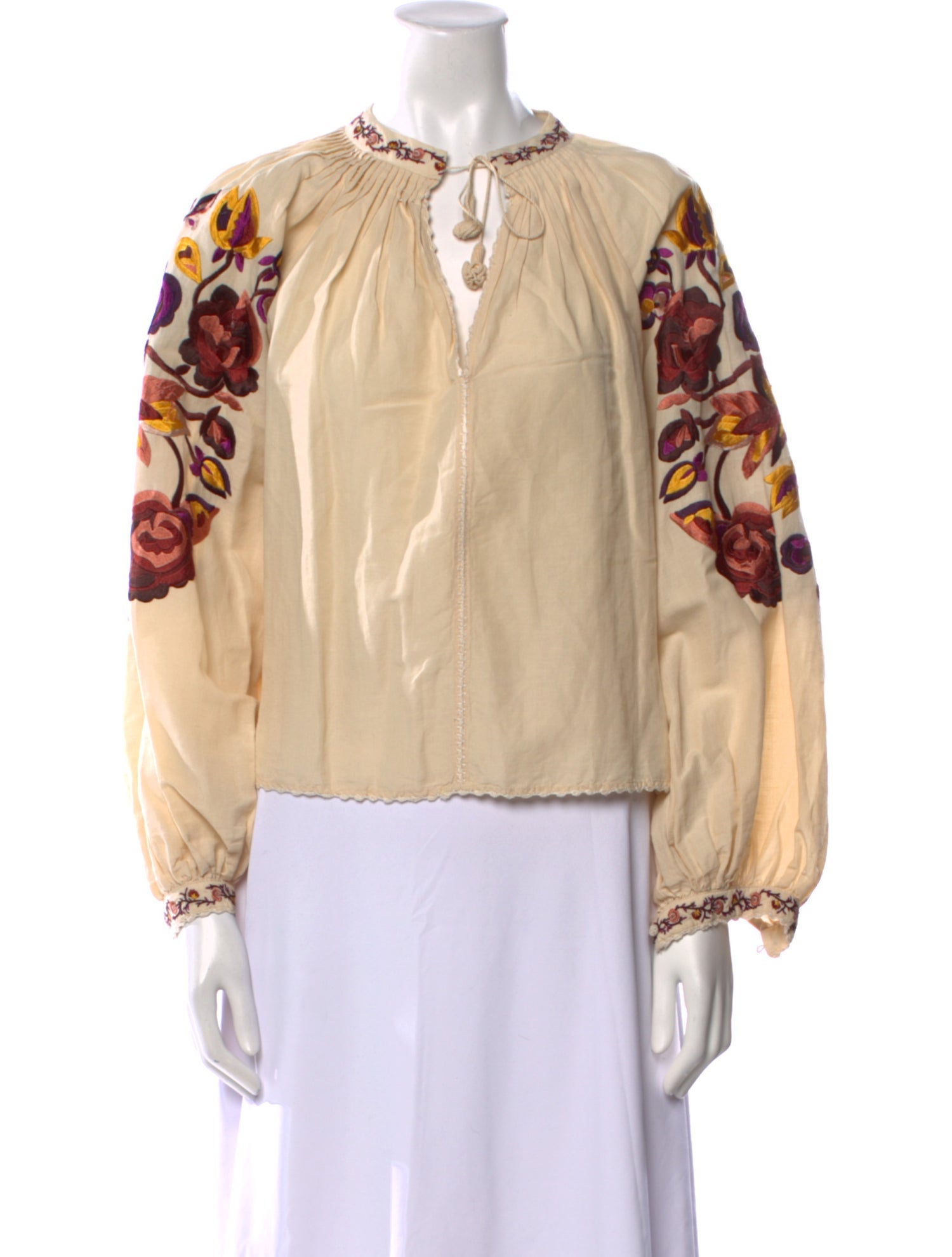 Ulla Johnson Graphic Print Tie Neck Blouse