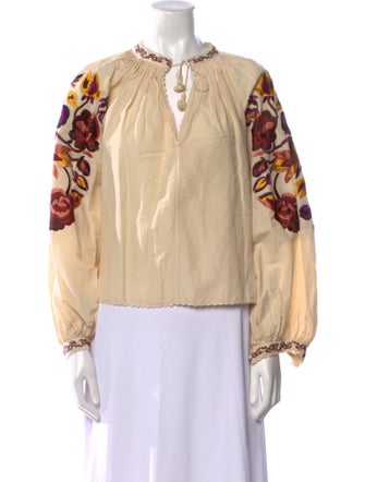 Ulla Johnson Graphic Print Tie Neck Blouse