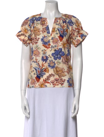 Ulla Johnson Floral Print V-Neck Blouse