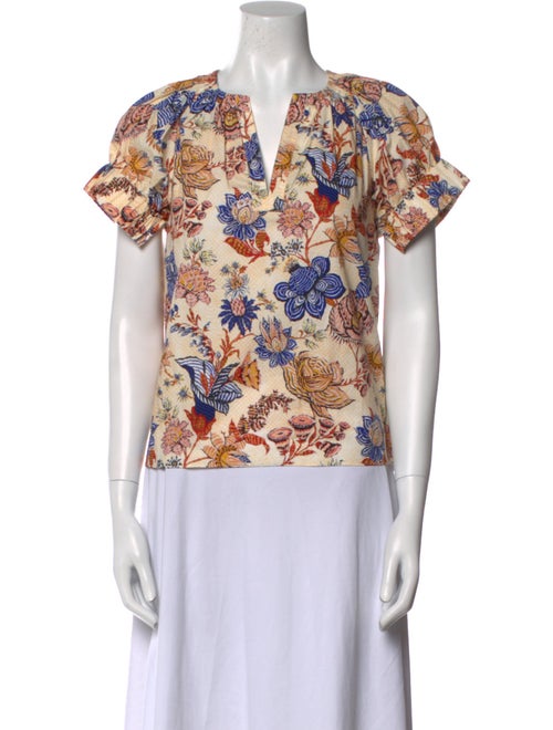 Ulla Johnson Floral Print V-Neck Blouse