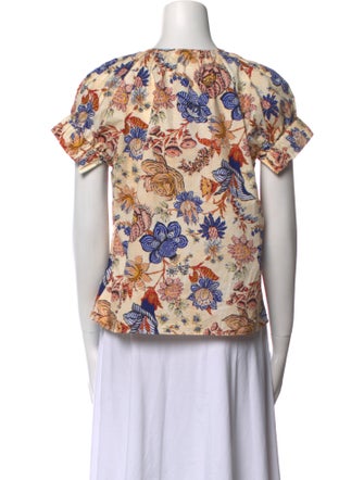 Ulla Johnson Floral Print V-Neck Blouse