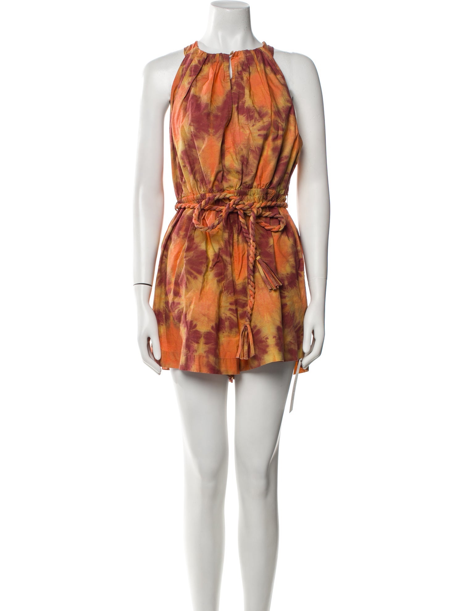 Ulla Johnson Tie-Dye Print Crew Neck Romper