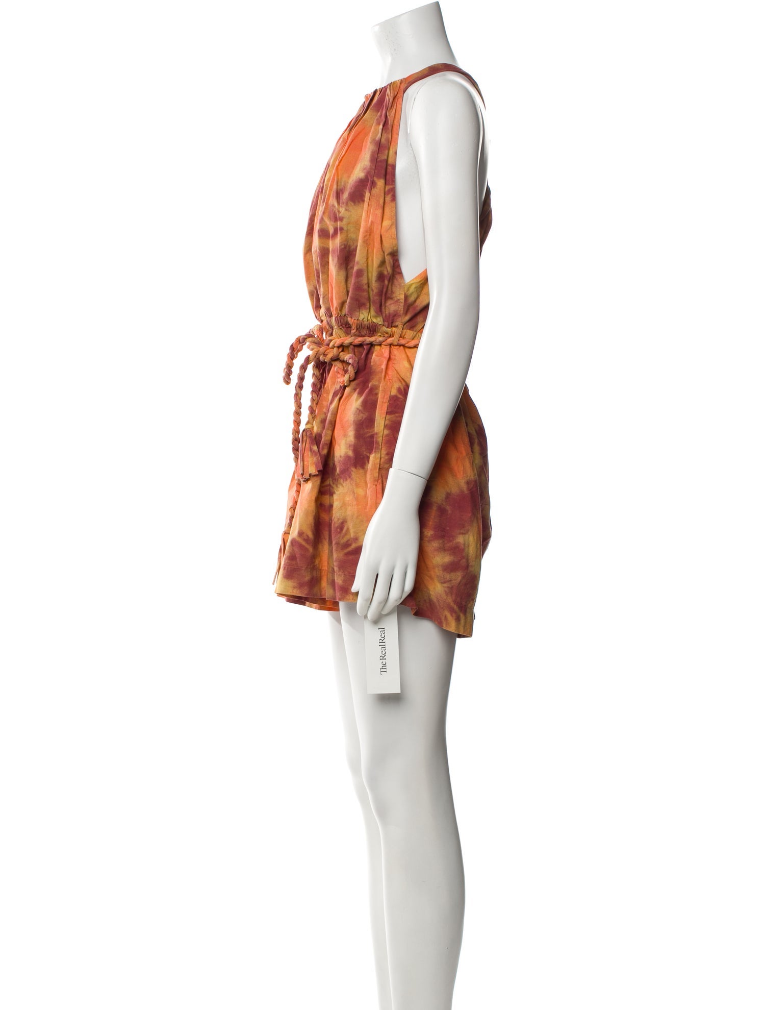 Ulla Johnson Tie-Dye Print Crew Neck Romper